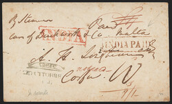 India, Backergunge, 1847, "BAKERGUNJ/Paid" Framed Handstamp (Giles 2, ...