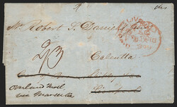 India, Calcutta, 1849, "REMAINING/1849 SEPt 4" Framed Datestamp ...