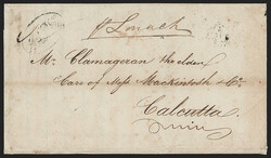 India, Calcutta, 1828, "Inld. Ptg. 15/Ship Do. 8/(3) Rs 1.7" Framed ...