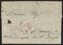 India, Dacca, 1824, "D.P.O." Oval Handstamp (Giles 8). Exceptional ...