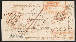 India, Mooltan, 1851, "MOOLTAN/1851 DEC ?/WEIGHT TOLA/PAID" Framed ...