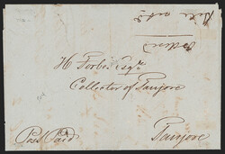 India, Tranquebar, 1854, "TRANQUEBAR/1851 February 13/Paid" Framed ...