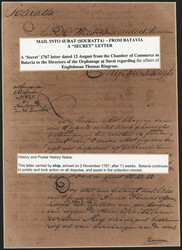 India, 1753-1782 Group of Early Dutch Settlement Letters. Ten items, ...