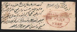 India, Allahabad, 1848, "ALLAHABAD/18__/FREE" and "ALAHABAD/184_ FEB ...
