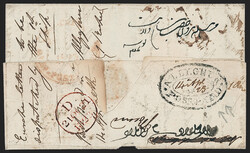 India, Allyghur, 1823, "ALLYGHUR, POST PAID/18__" Double-Oval ...