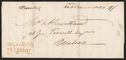 India, Bangalore, 1809, "Post Paid/Bangalore" Oval Handstamp (Giles ...