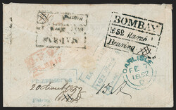 India, Bangalore, 1852, "BANGALORE/1852 March ?/Bearing" Framed ...