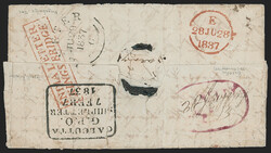 India, Barelly, 1837, "BARELLY/Pt Pd" Oval Handstamp (Giles 2). Faint ...