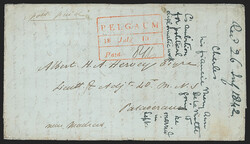 India, Belgaum, 1842, "BELGAUM/18__ July 19/Paid" Framed Datestamp ...