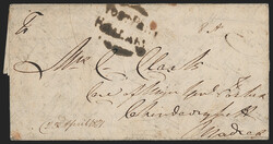 India, Bellary, 1821, "POST PAID/BALLARY" Oval Handstamp (Giles 1). ...