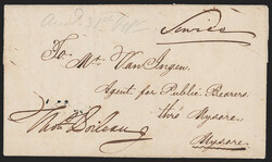 India, Bellary, 1832, "BELLARY/POST FREE" Oval Handstamp (Giles 3). ...
