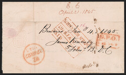 India, Benares, 1845, "BENARES STAn/1845 JAN 4/PAID" Framed Datestamp ...