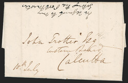India, Berhampore (Bengal), 1827, "BERHAMPORE/Post Paid" Oval ...