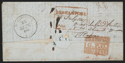 India, Berhampore, 1847, "BERHAMPORE/Paid" Framed Handstamp (Giles 8 ...