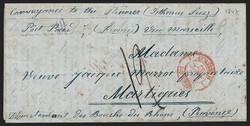 India, Berhampore, 1847, "BERHAMPORE/Paid" Framed Handstamp (Giles 8 ...