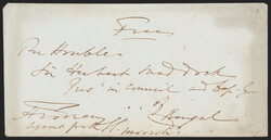 India, Berhampore, ca. 1845-49, "BERHAMPORE/18__ February 21/FREE" ...