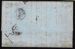 UNITED STATES Used to France: 1861 to 62 30c orange ,tied by ...