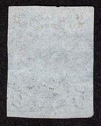 UNITED STATES; 1847 5c brown ,neat inverted blue boxed PAID cancel, ...