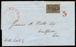 UNITED STATES: Postmasters Provisional, Brattleboro 5c black ,sheet ...
