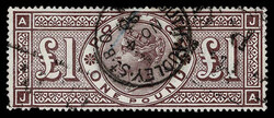 GREAT BRITAIN: 1884, £1 brown lilac,crisp SOUTH AUDLEY ST NO4 ,1890 ...