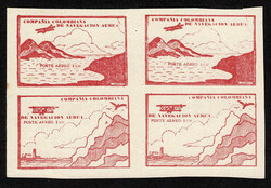 COLOMBIA Air Post: 1920 10c green single, 10c red brown, 2 se-tenant ...