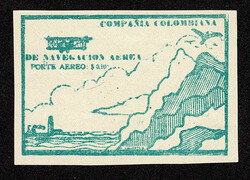 COLOMBIA Air Post: 1920 10c green single, 10c red brown, 2 se-tenant ...