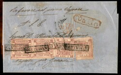 Lettera del 5 marzo 1858 da Vallo per Genova con 1 gr. rosa chiaro + ...