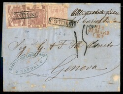 Lettera con affrancatura tricolore composta da 1 grano rosa chiaro + ...