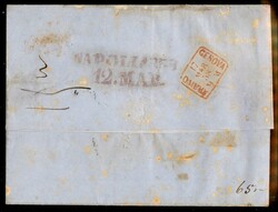 Lettera con affrancatura tricolore composta da 1 grano rosa chiaro + ...