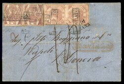 Lettera da Barletta 31 maggio 1858 affrancata con coppia verticale 2 ...