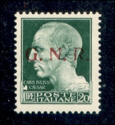 1943 - 20 lire (487/II) - R difettoso (posiz. 25) - gomma integra - ...