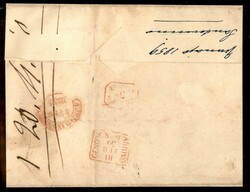 Lettera affrancata con 2 grana rosa carminio + 5 grana rosa brunastro ...