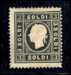1859 - 3 soldi nero (29) II tipo - gomma originale parziale - cert Avi