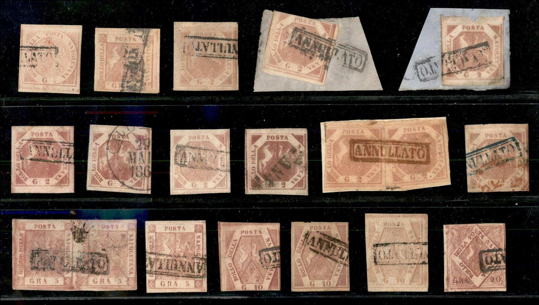 1858 - Insieme di 18 esemplari di cui tredici singoli una coppia e ...