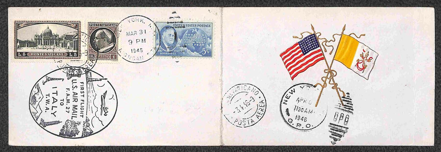 1946 (31 marzo/4 aprile) - New York Vaticano New York - cartolina ...