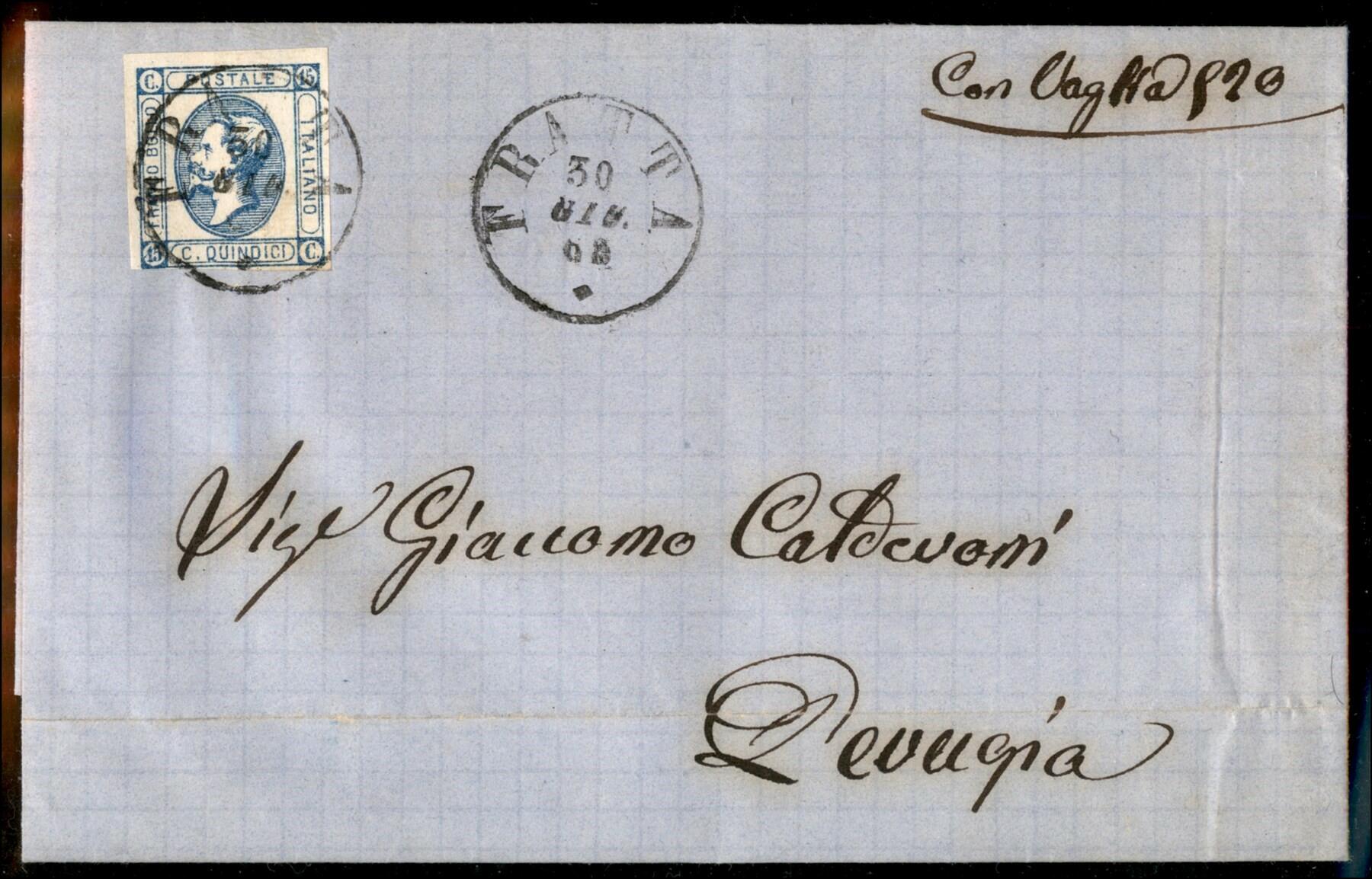 Letterina affrancata con 15 cent Litografico (12) da Fratta 30 giu. ...