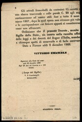 1867 - Saggio del 20 cent (T26) applicato su porzione del Regio ...
