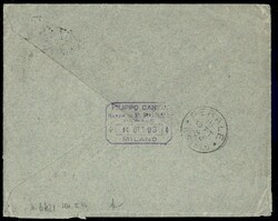 Busta affrancata con tre 20 cent Umberto I (39) da Milano 14.10.93 ...