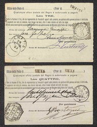 1893/1894 - Insieme di 9 vaglia diversi usati nel periodo