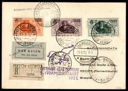 Cartolina del 5° Volo in Sud America del corriere dall'Egeo del 19.8 ...