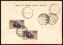 1932 (22 dicembre) - Zeppelin - cartolina affrancata con due 3 lire ...