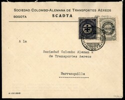 Busta affrancata del volo SCADTA da Bogotà a Barranquilla - 31.12.28