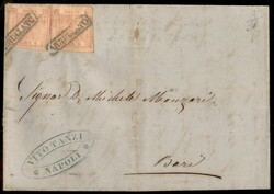 Due 1 grano (3) su lettera da Napoli a Bari del 8.1.59