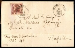 Fresca lettera da Solmona 11.5.61 (P.ti 10) affrancata con 2 grana ...