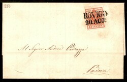 Fresca lettera da Rovigo 20.8 (1850) SD (P.ti 6) affrancata con 15 ...