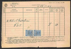 Coppia verticale del 5 lire (8) usata fiscalmente su Modulo N. 32 del ...