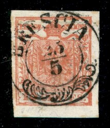 1850 - 15 cent (3 H) III tipo - Brescia 15.5 - cert. Ferchenbauer