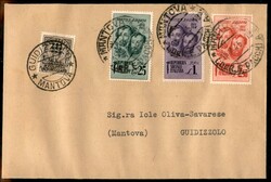 1 lira su 10 cent (1) su busta da Mantova del 15.2.45