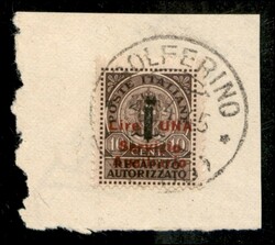 1 lira su 10 cent (2) usato dopo la Liberazione a Solferino il 28.4 ...