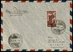 Aerogramma del 24.9.48 viaggiato per Milano recante 1000 lire ...